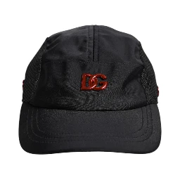 Black Nylon Logo 6 Panels Baseball Cap