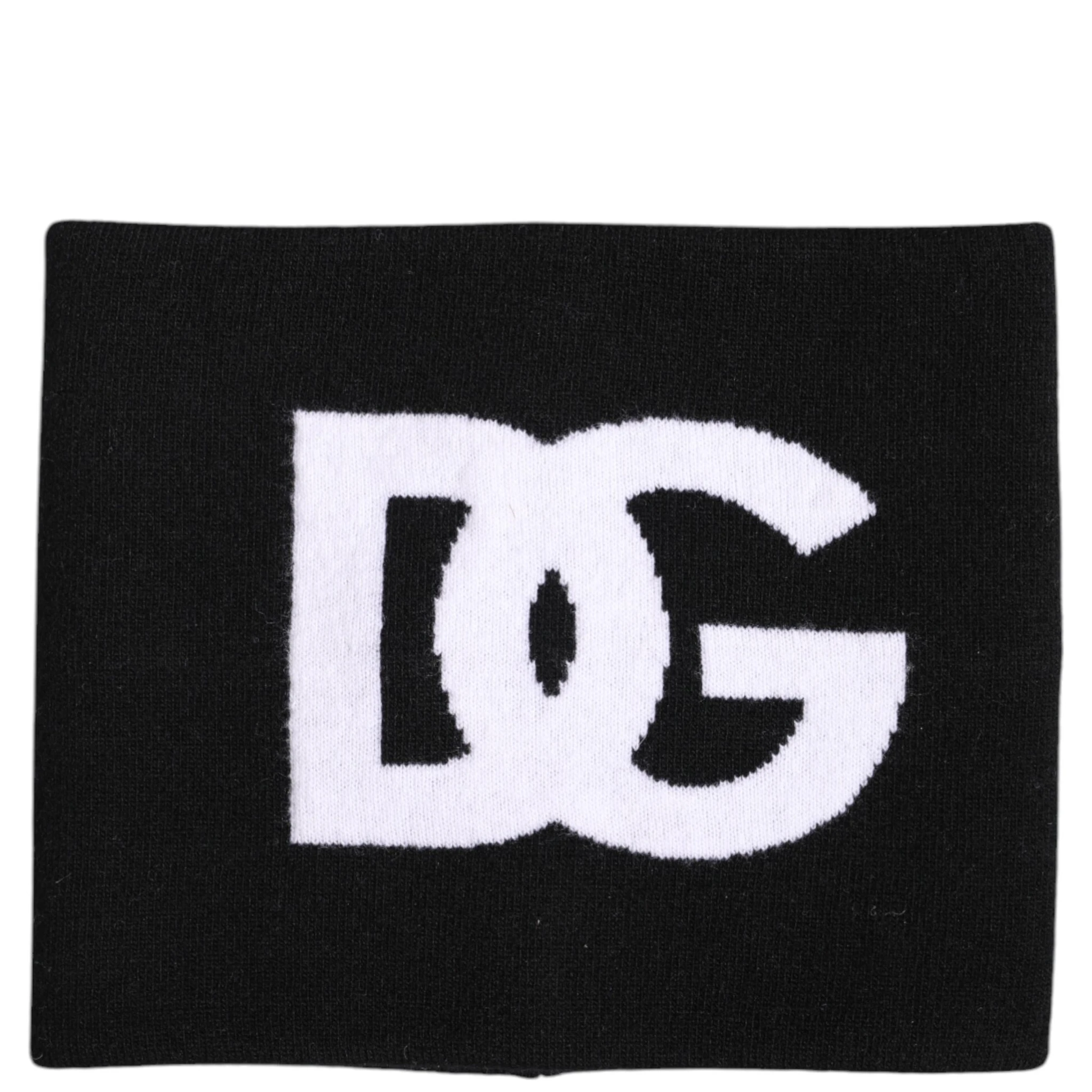 Black White Logo Print Knitted Neck Warmer Scarf