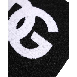 Black White Logo Print Knitted Neck Warmer Scarf