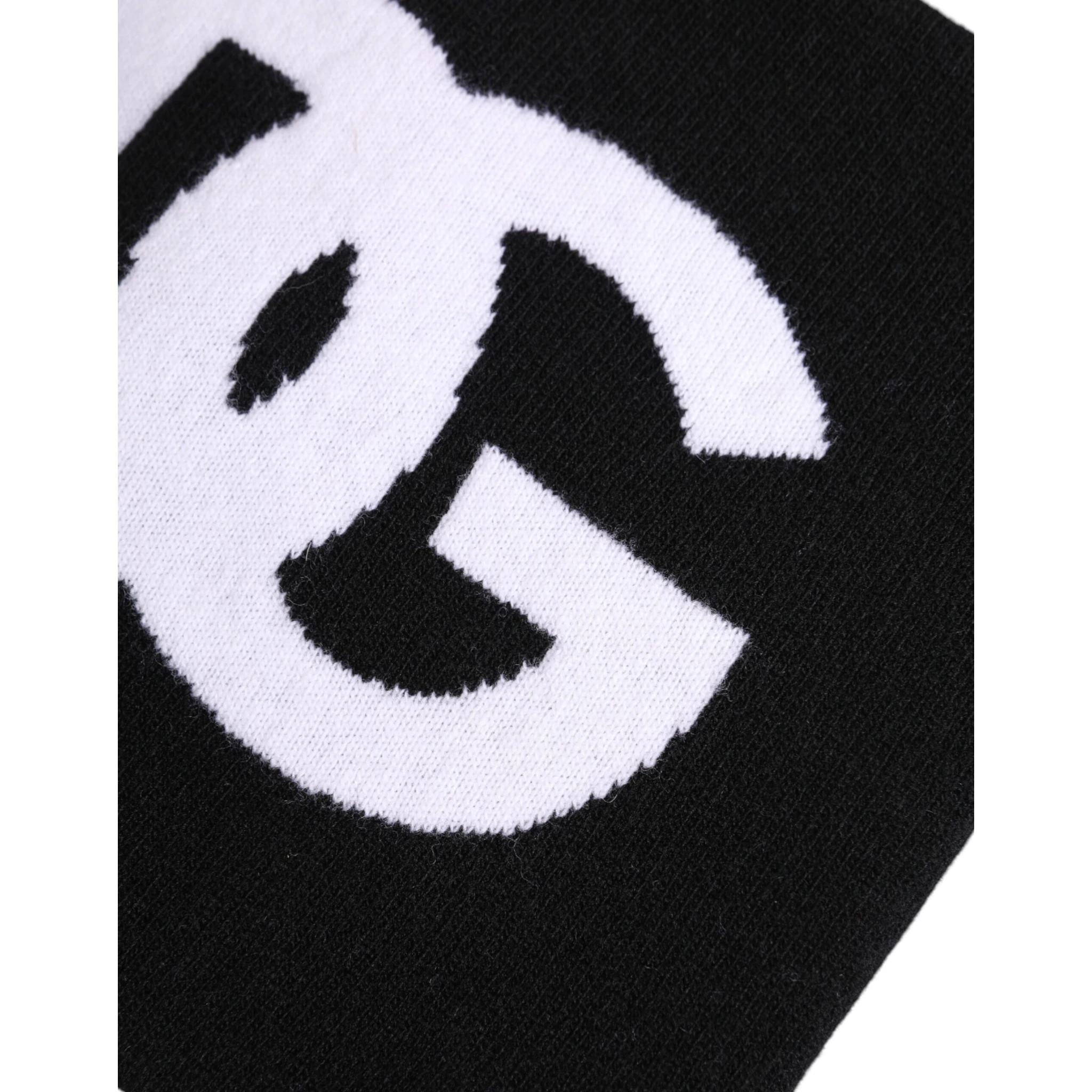 Black White Logo Print Knitted Neck Warmer Scarf