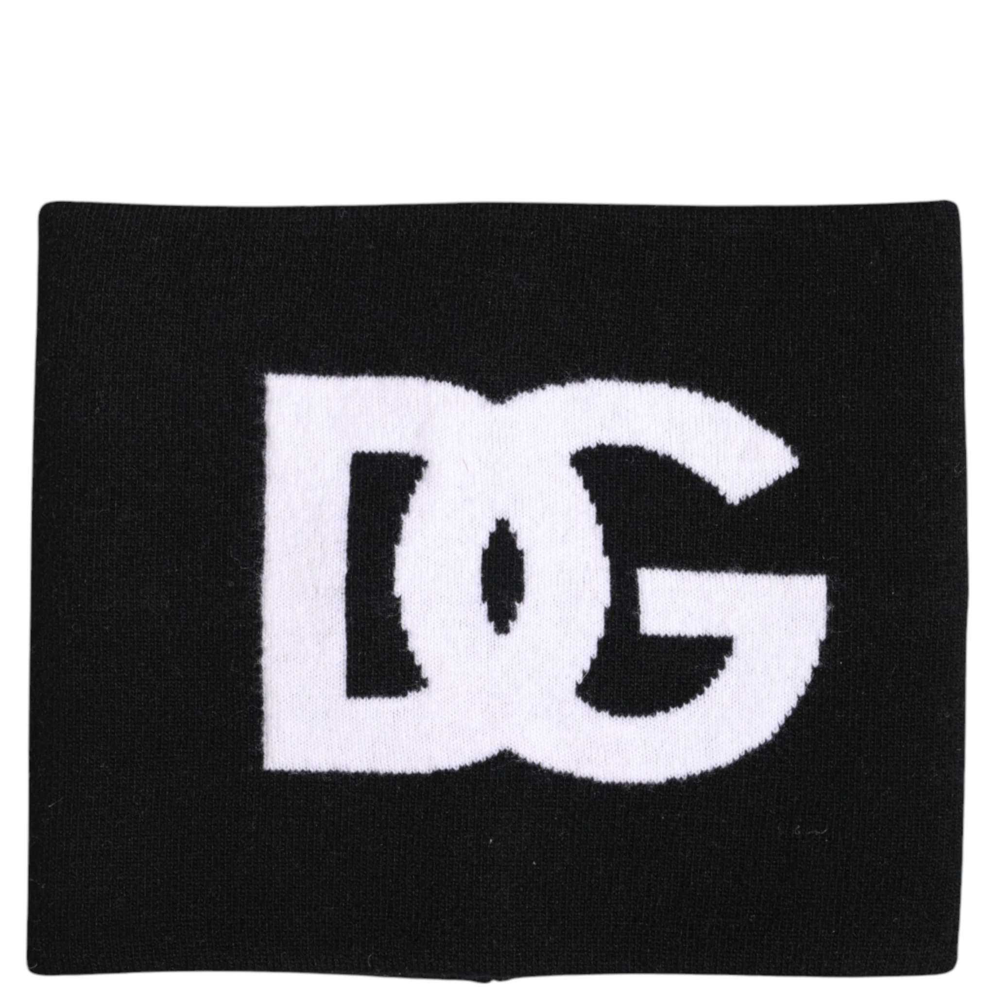 Black White Logo Print Knitted Neck Warmer Scarf