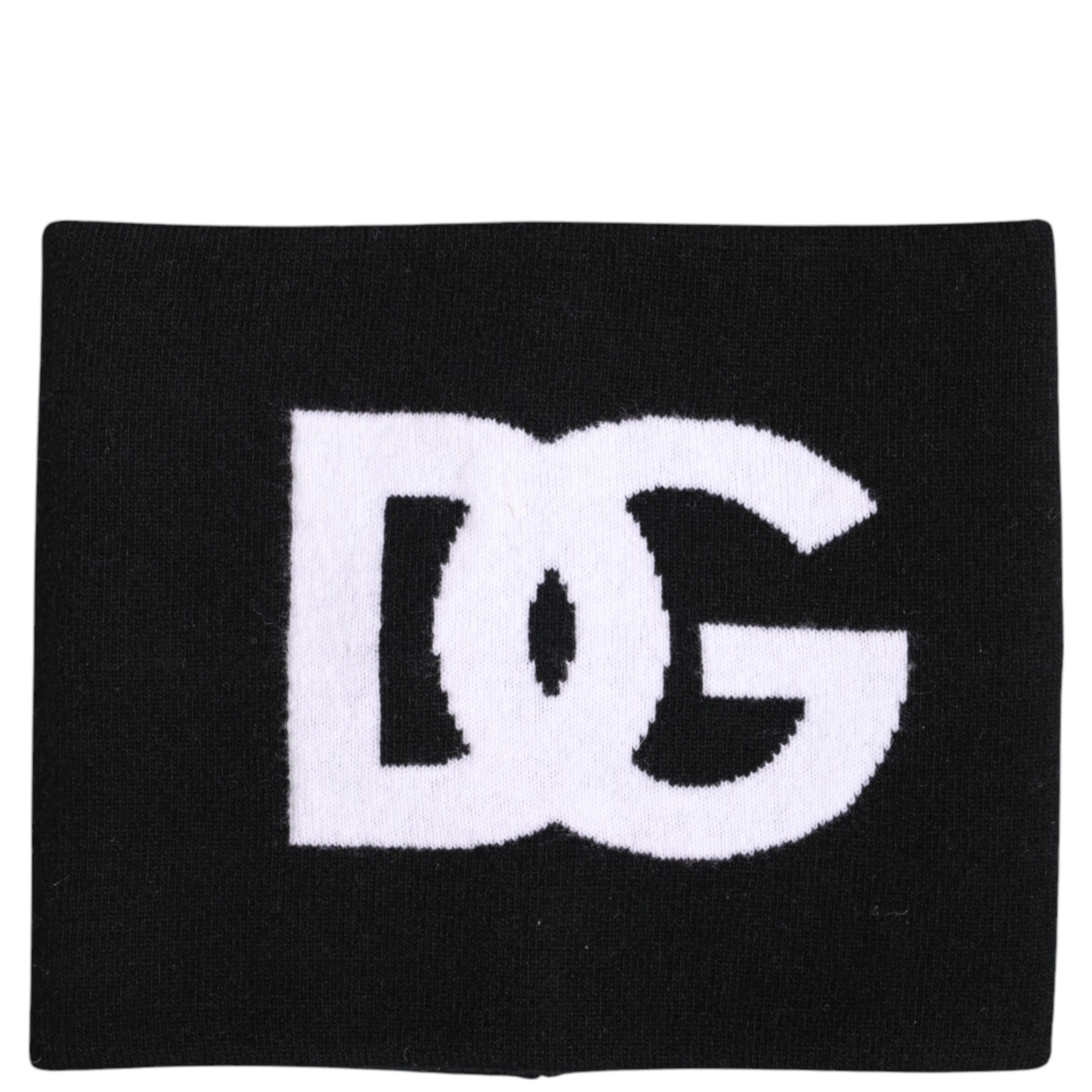 Black White Logo Print Knitted Neck Warmer Scarf