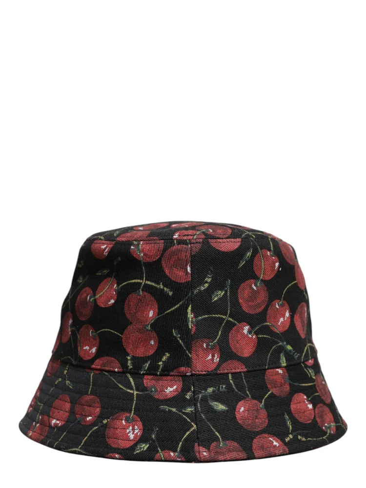 Black Cotton Printed Wide Brim Bucket Hat
