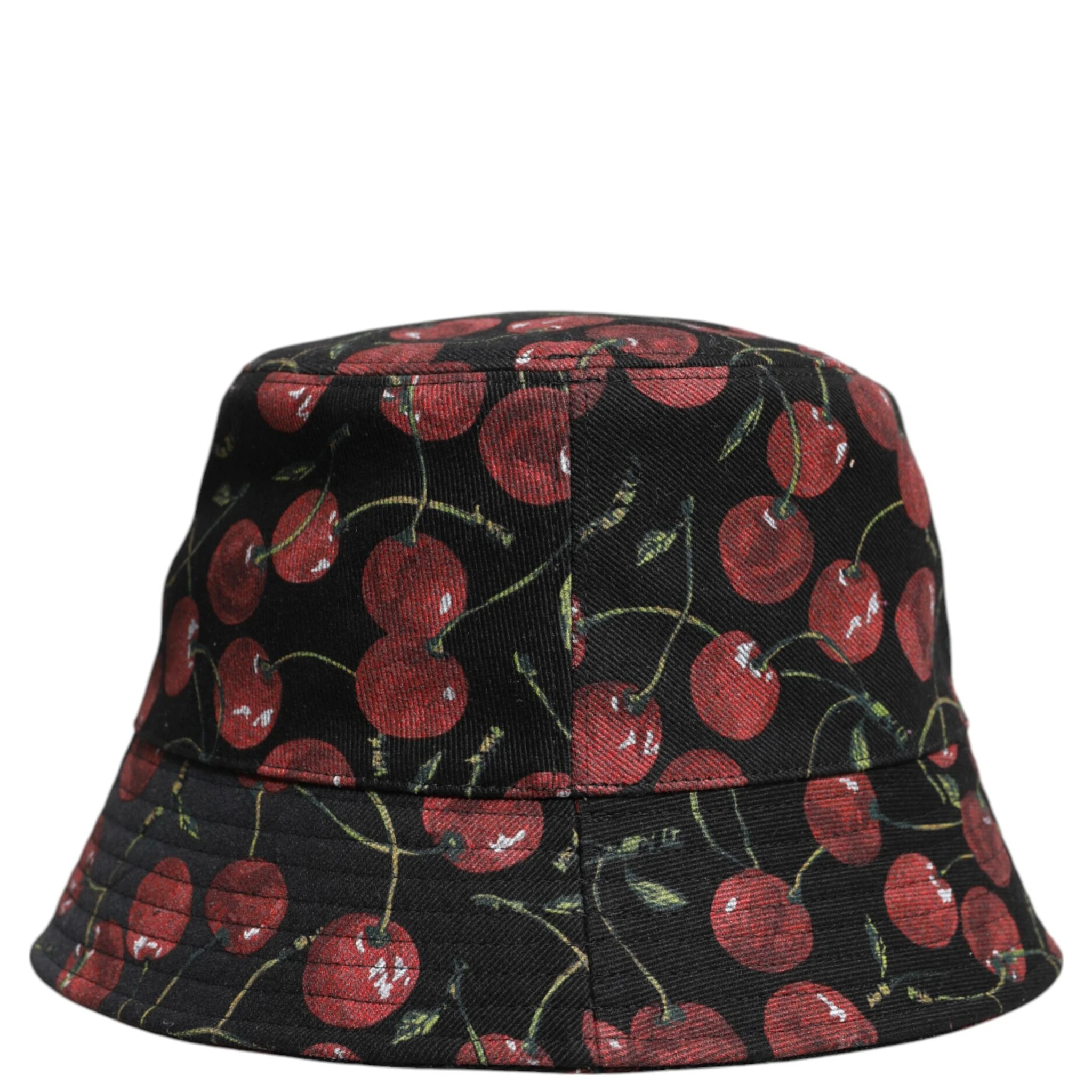 Black Cotton Printed Wide Brim Bucket Hat