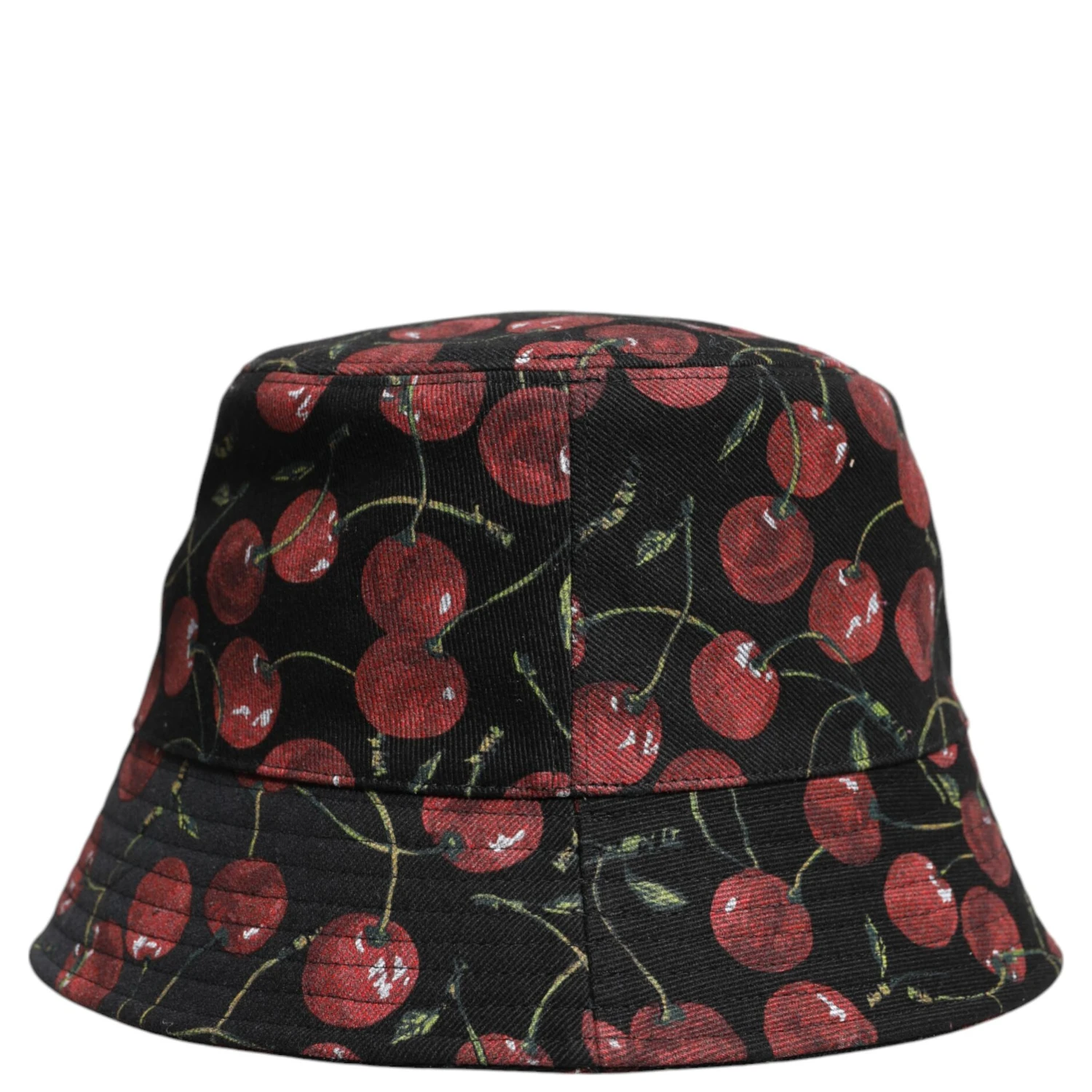 Black Cotton Printed Wide Brim Bucket Hat