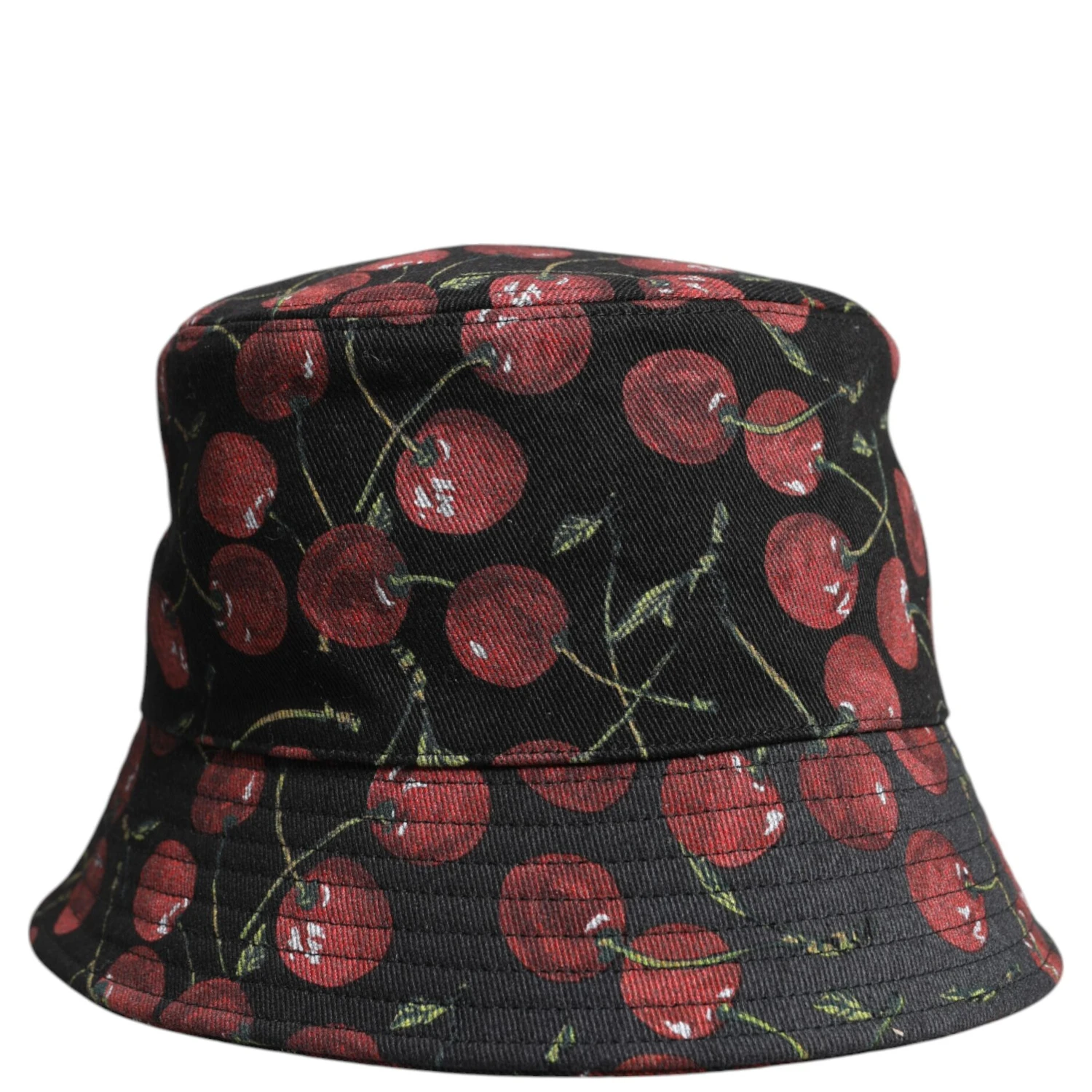 Black Cotton Printed Wide Brim Bucket Hat