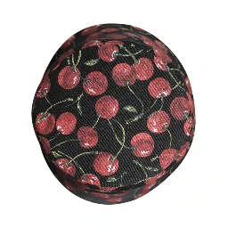 Black Cotton Printed Wide Brim Bucket Hat