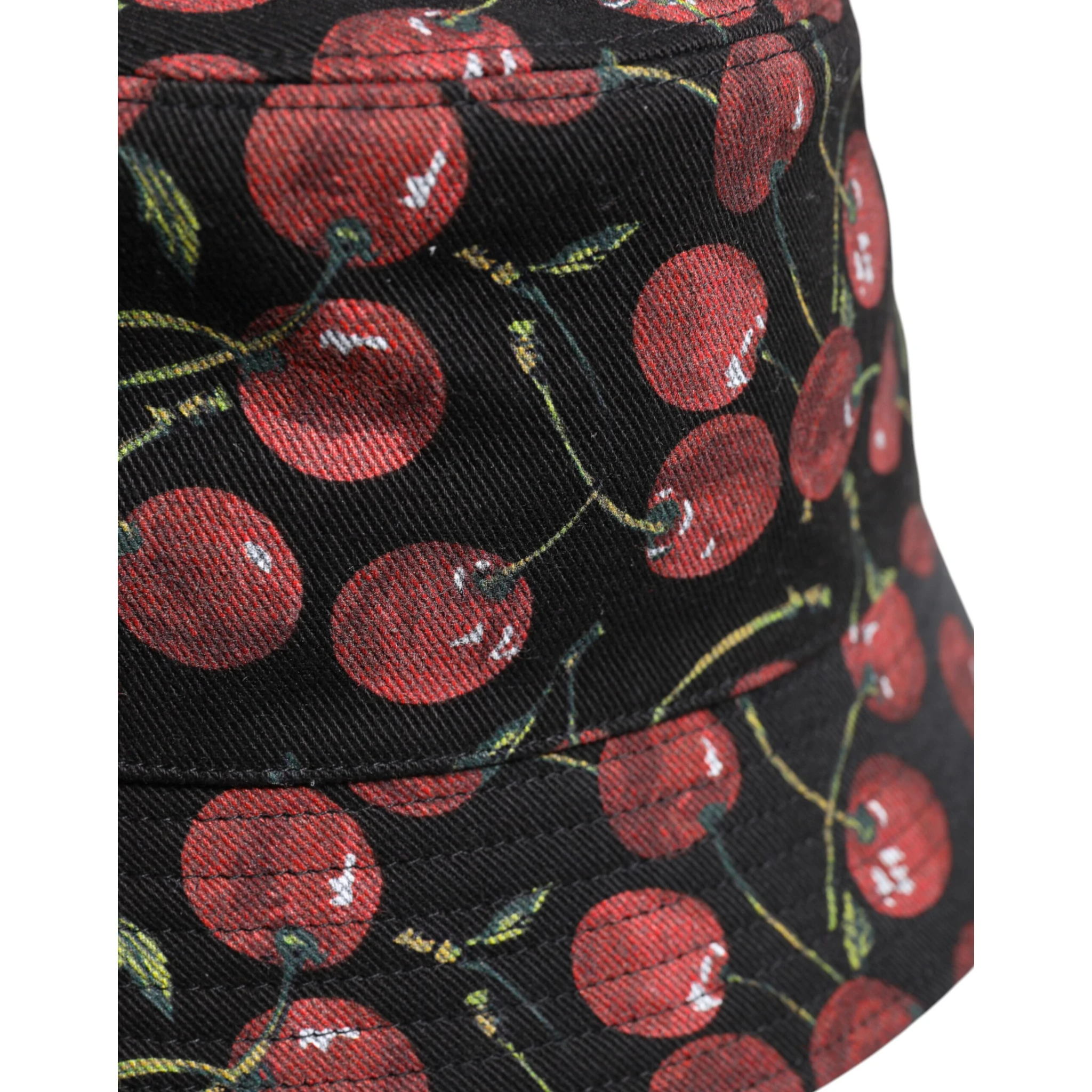 Black Cotton Printed Wide Brim Bucket Hat