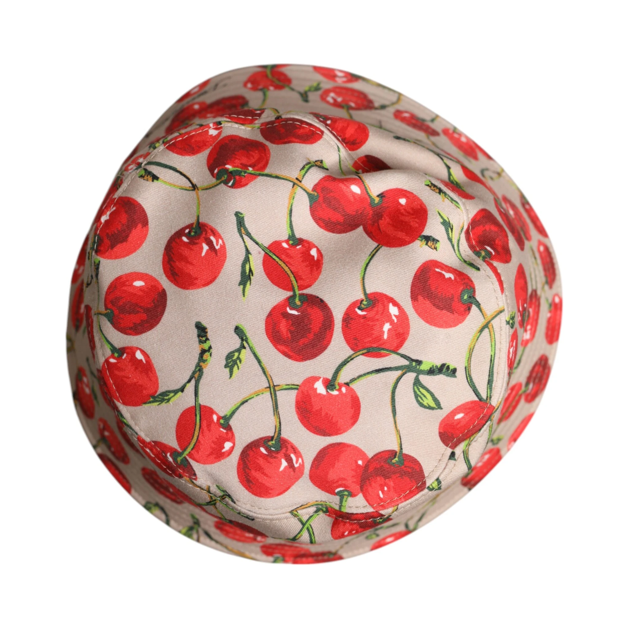 Beige Cotton Printed Wide Brim Bucket Hat