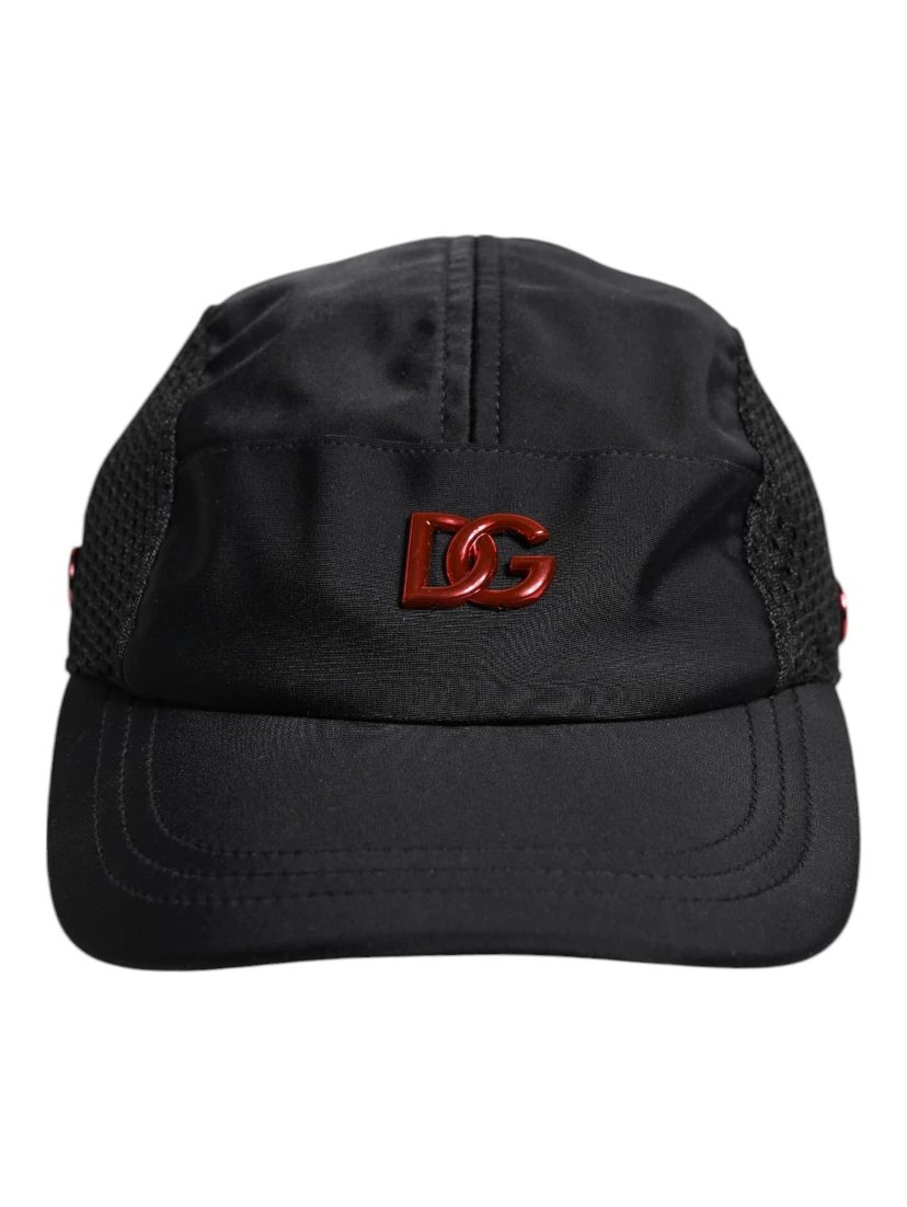 Black Nylon DG Logo 6 Panels Baseball Cap