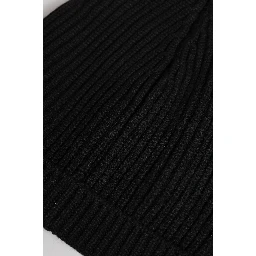 Black Cashmere Knitted Winter Beanie Hat