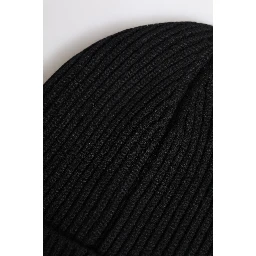 Black Cashmere Knitted Winter Beanie Hat