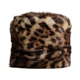 Brown Leopard Faux Fur Women Bucket Hat