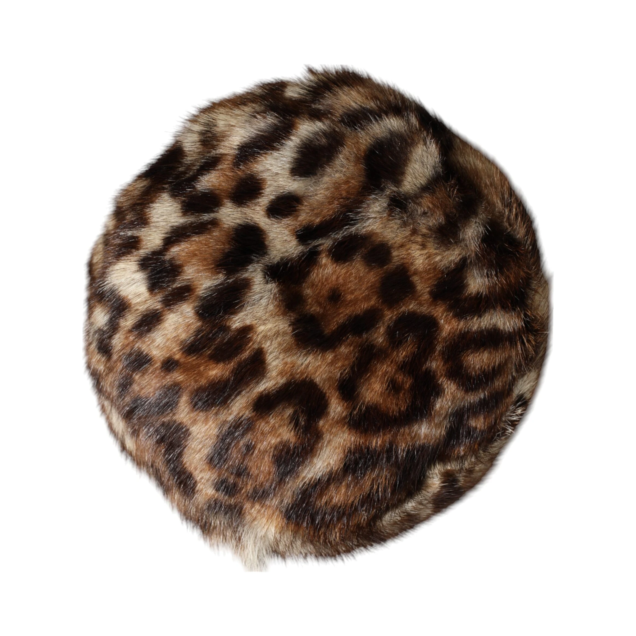 Brown Leopard Faux Fur Women Bucket Hat