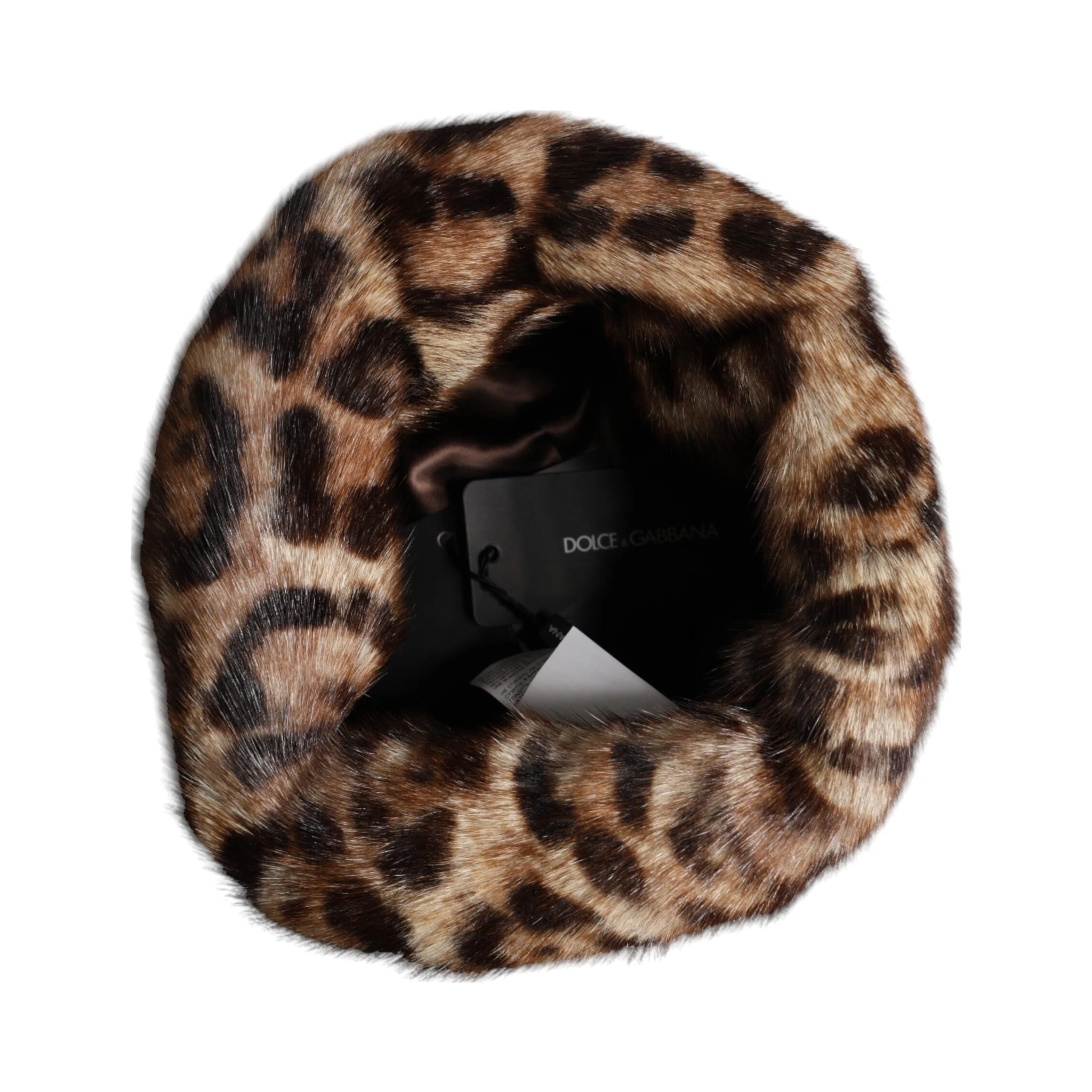 Brown Leopard Faux Fur Women Bucket Hat