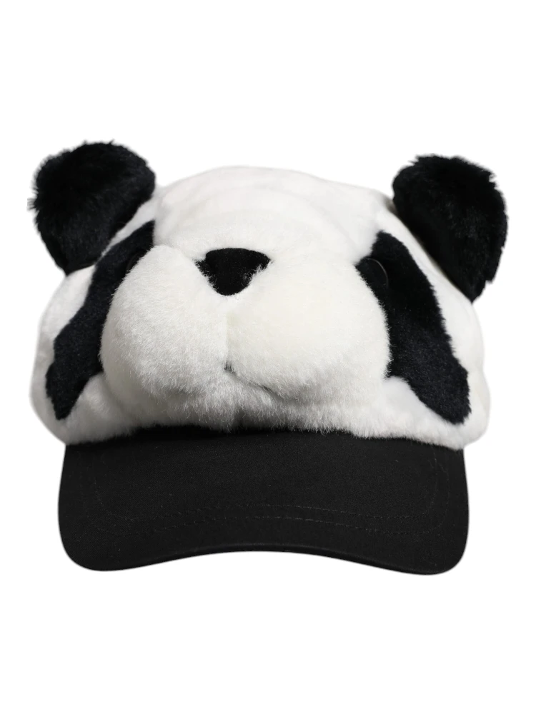Black White Panda Fur Women Baseball Cap alternative