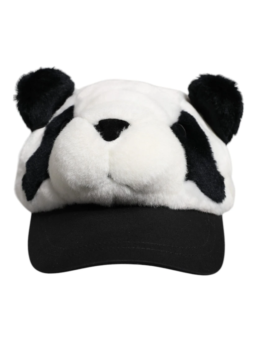 Black White Panda Fur Women Baseball Cap