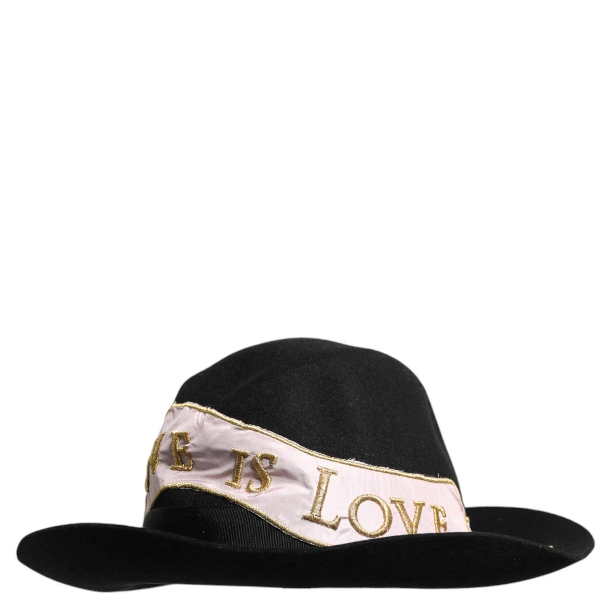 Black Logo Embroidered Women Wide Brim Hat