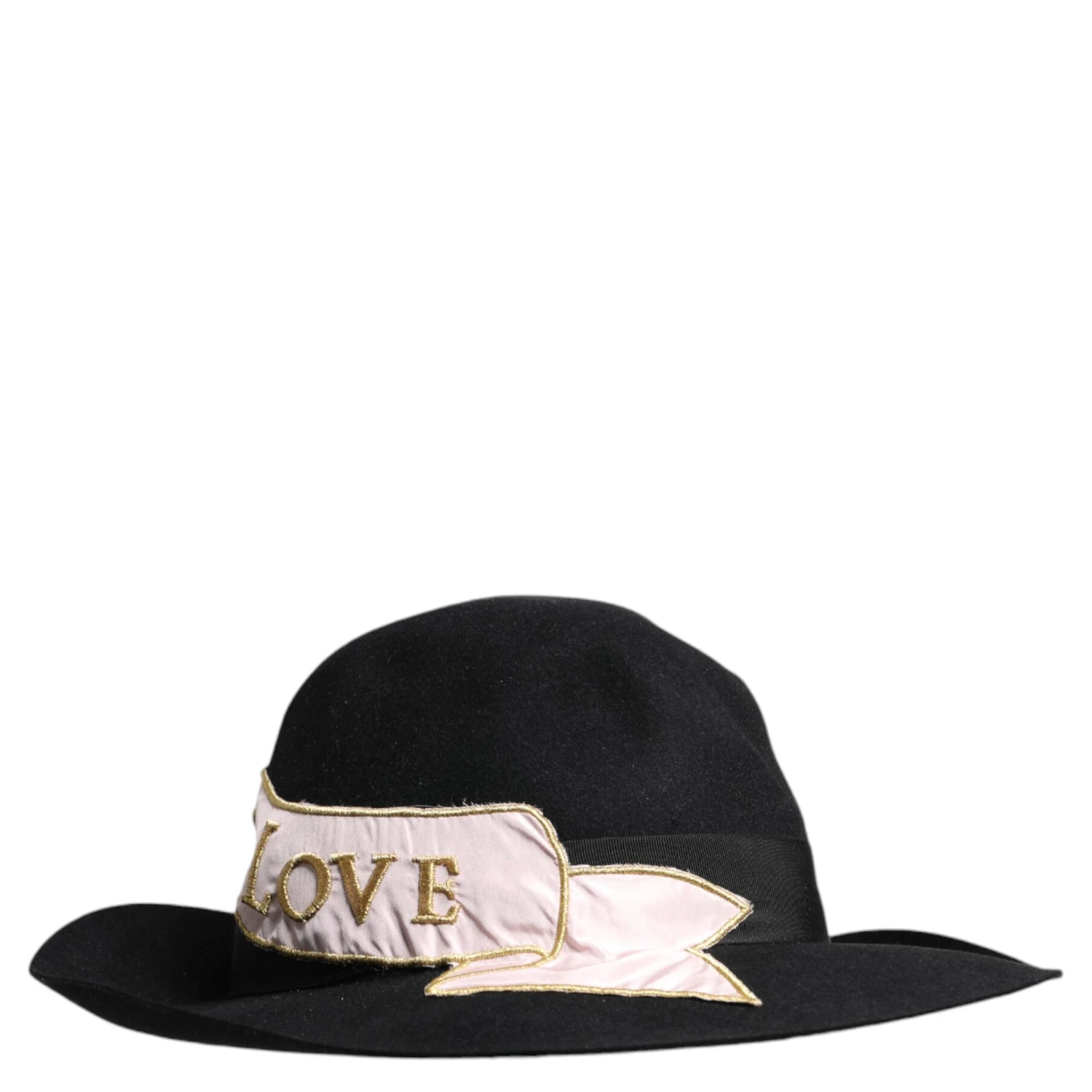 Black Logo Embroidered Women Wide Brim Hat