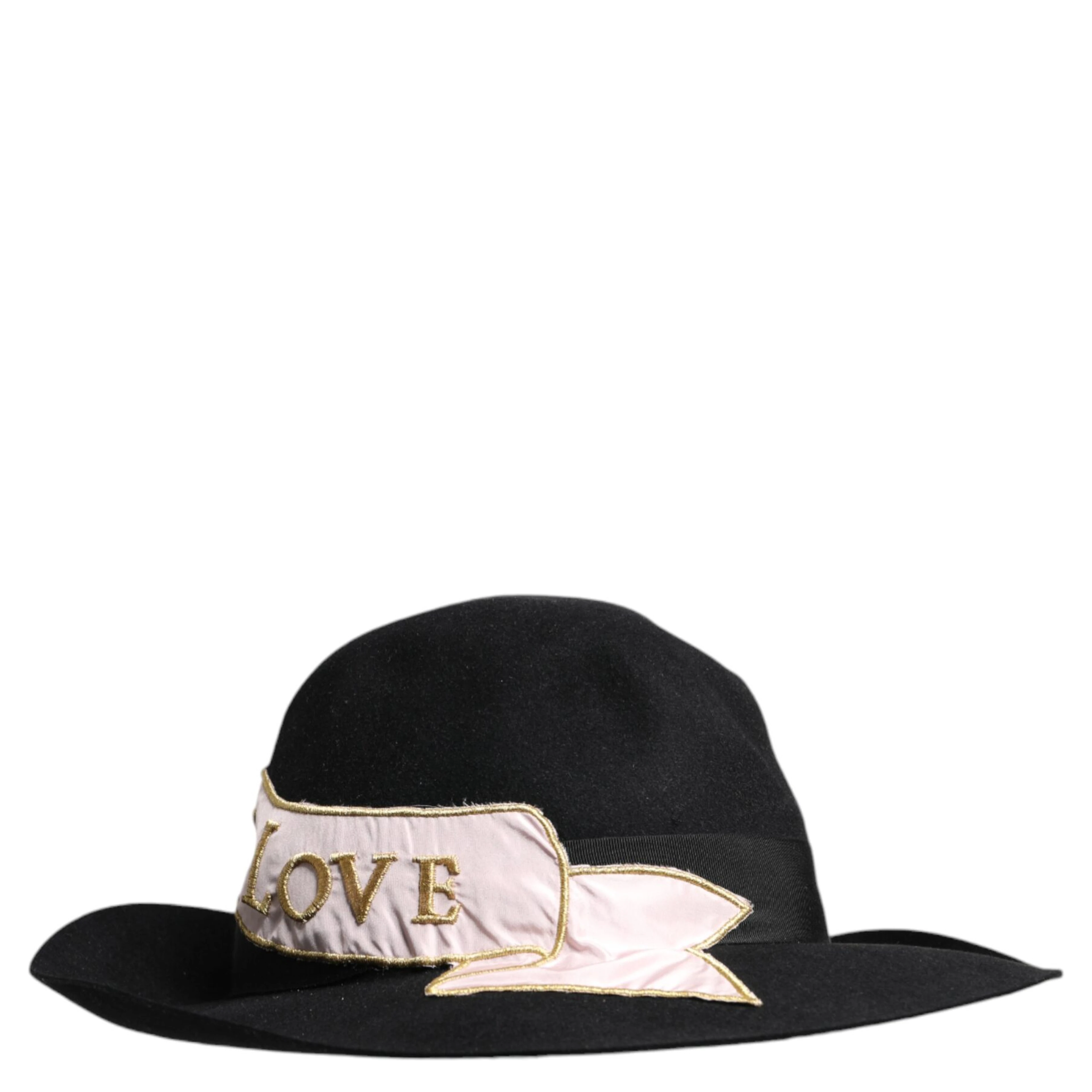Black Logo Embroidered Women Wide Brim Hat