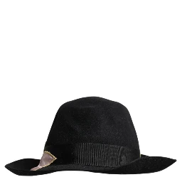 Black Logo Embroidered Women Wide Brim Hat