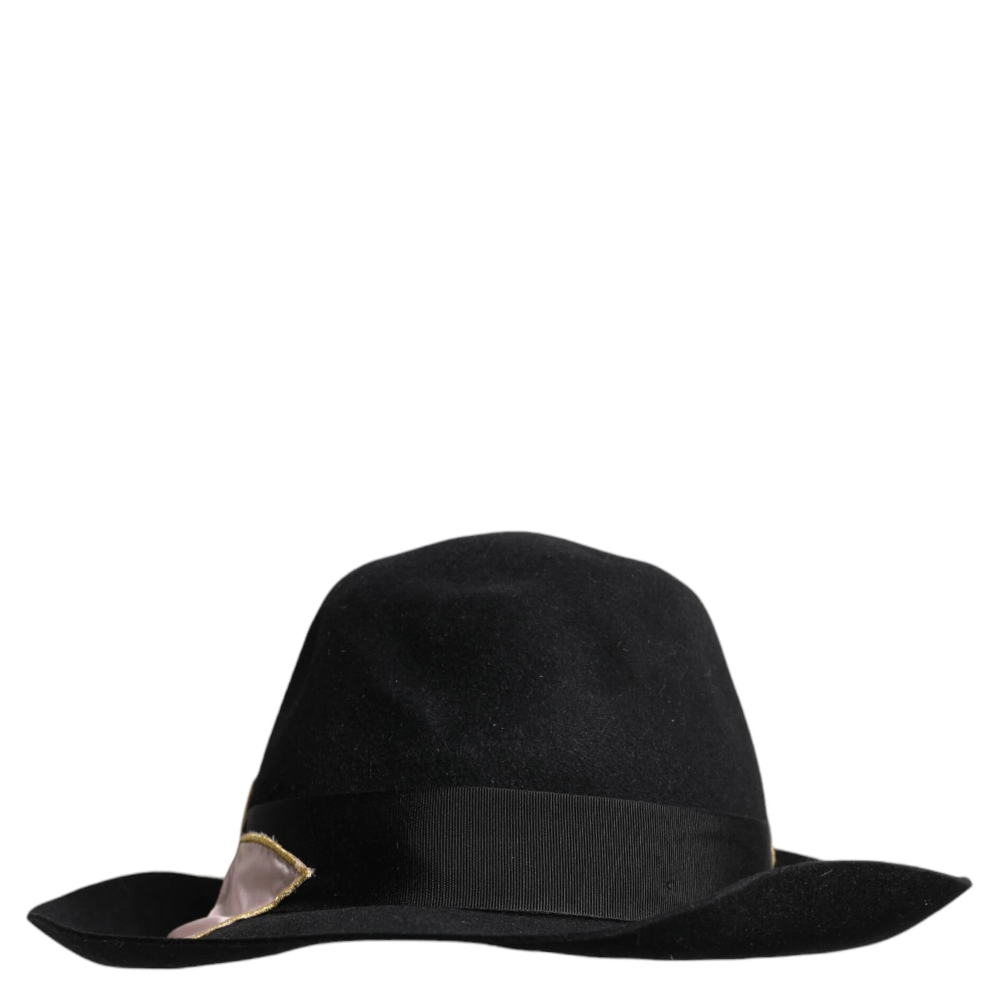 Black Logo Embroidered Women Wide Brim Hat