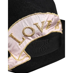 Black Logo Embroidered Women Wide Brim Hat