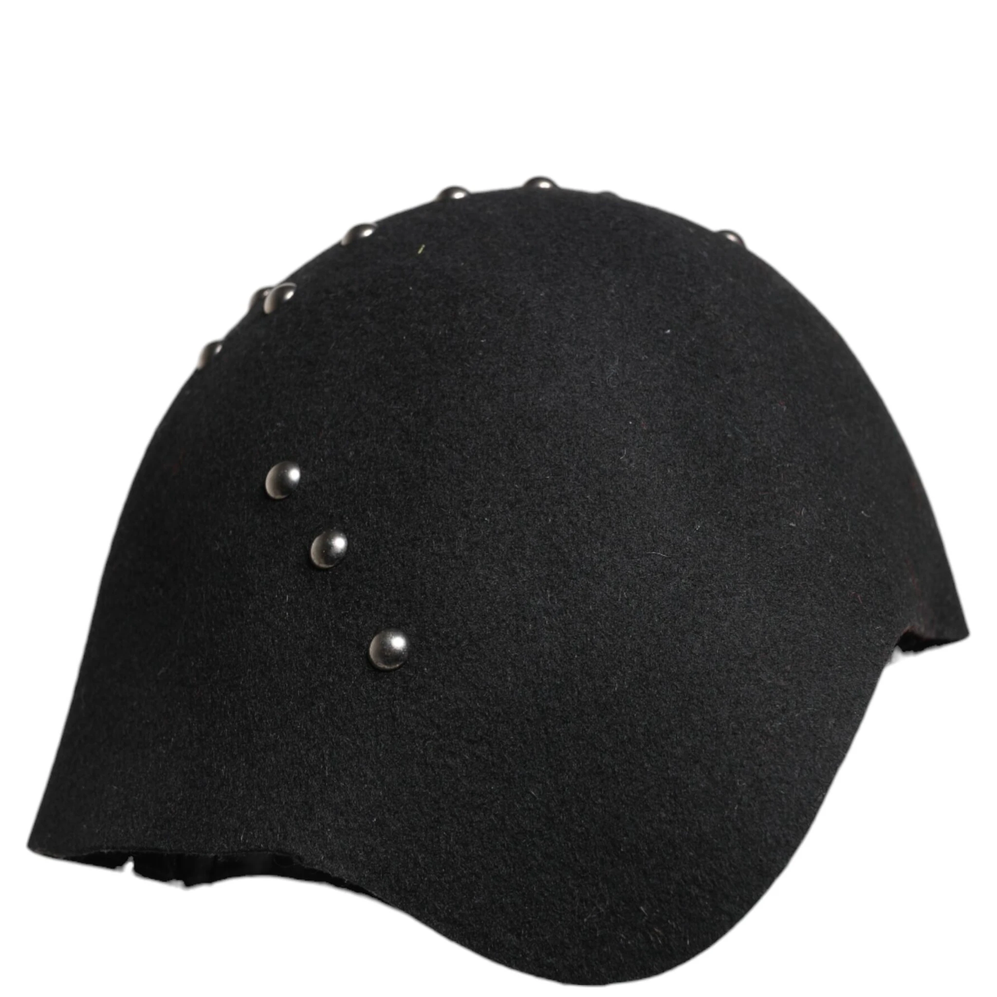 Black Wool Multicolor Embellished Cloche Hat