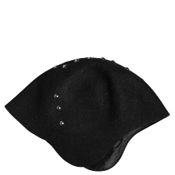 Black Wool Multicolor Embellished Cloche Hat