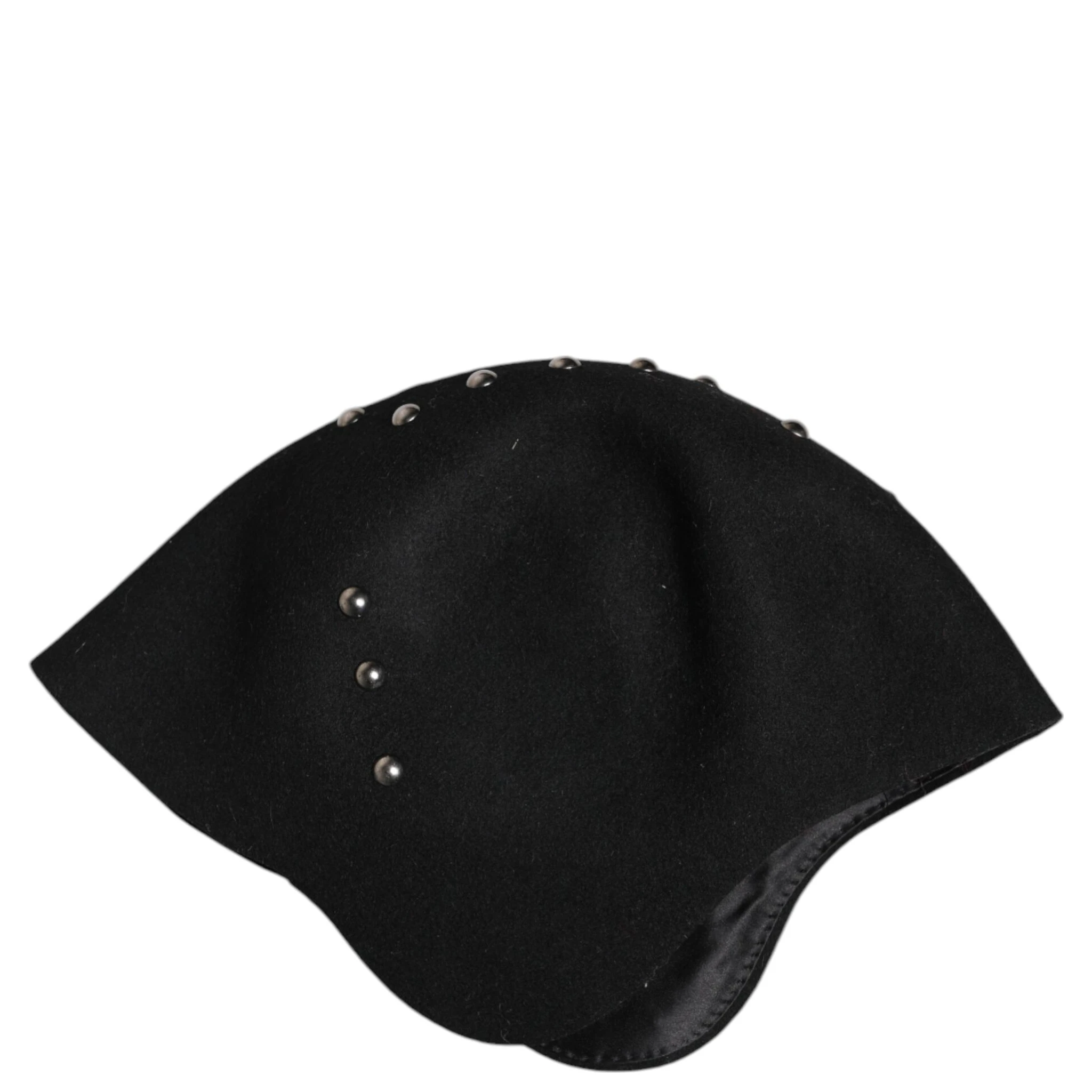Black Wool Multicolor Embellished Cloche Hat