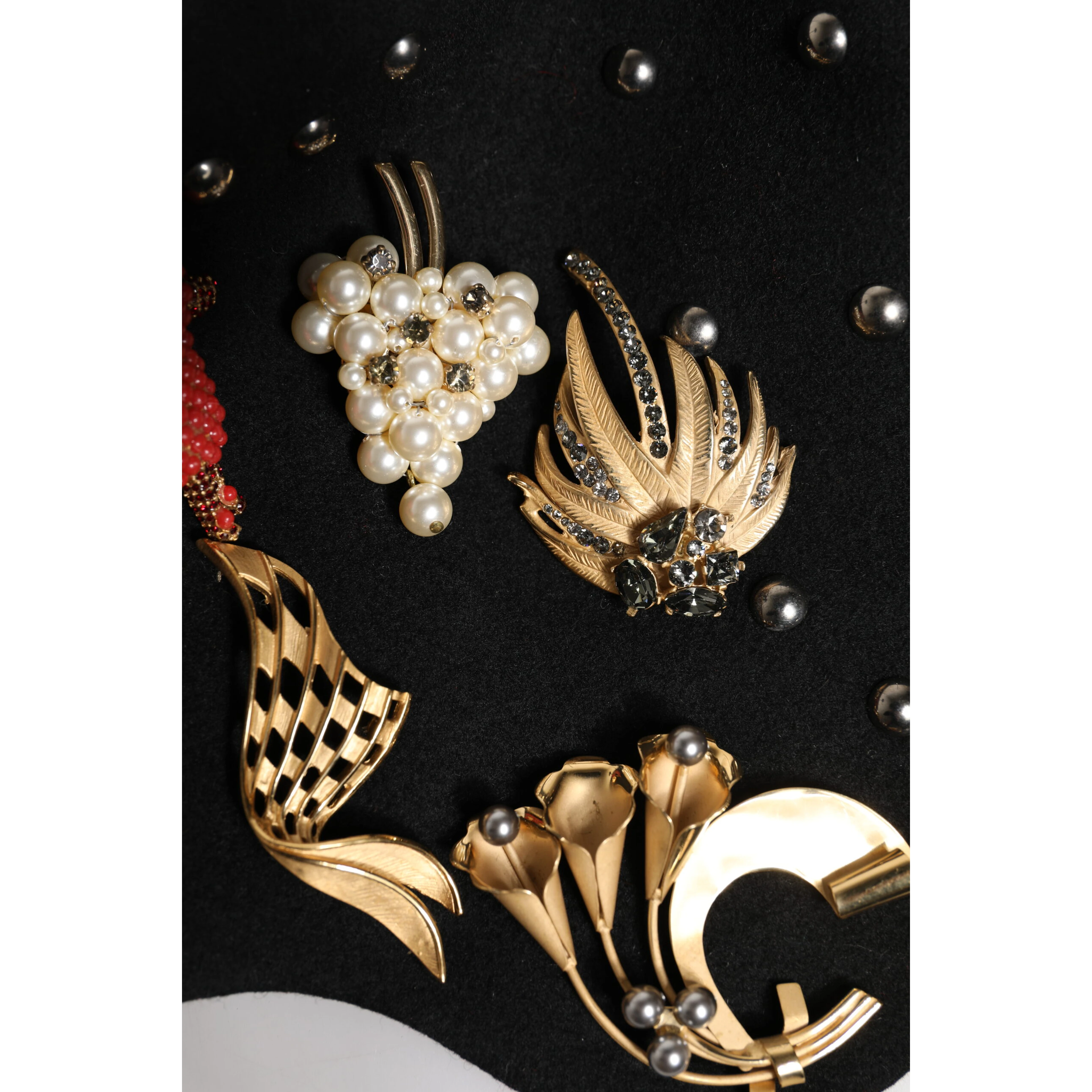 Black Wool Multicolor Embellished Cloche Hat