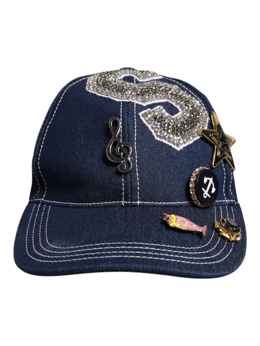 Blue Crystal Embellishment Baseball Cap