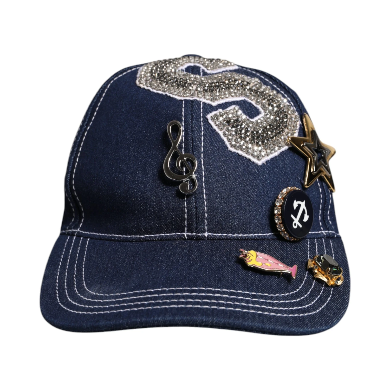 Blue Crystal Embellishment Baseball Cap