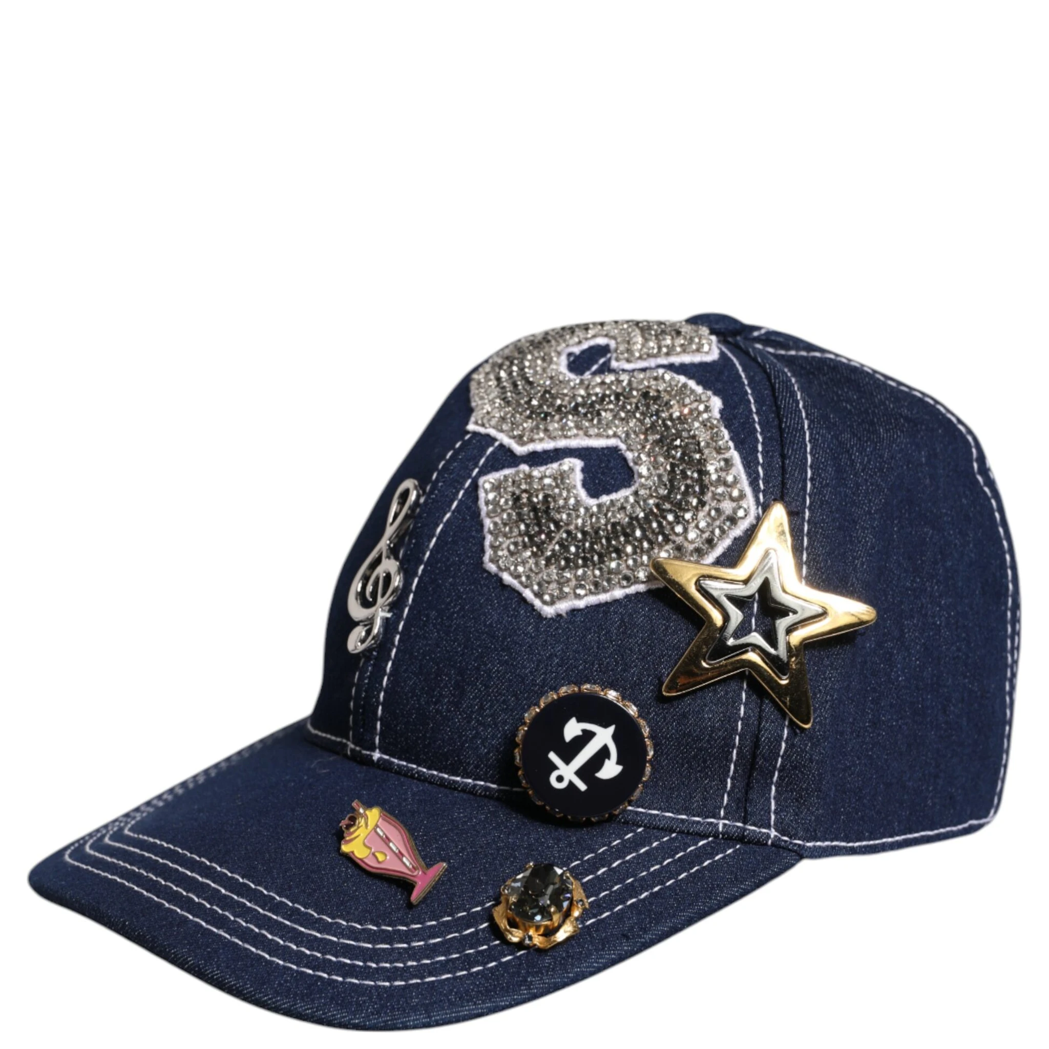 Blue Crystal Embellishment Baseball Cap