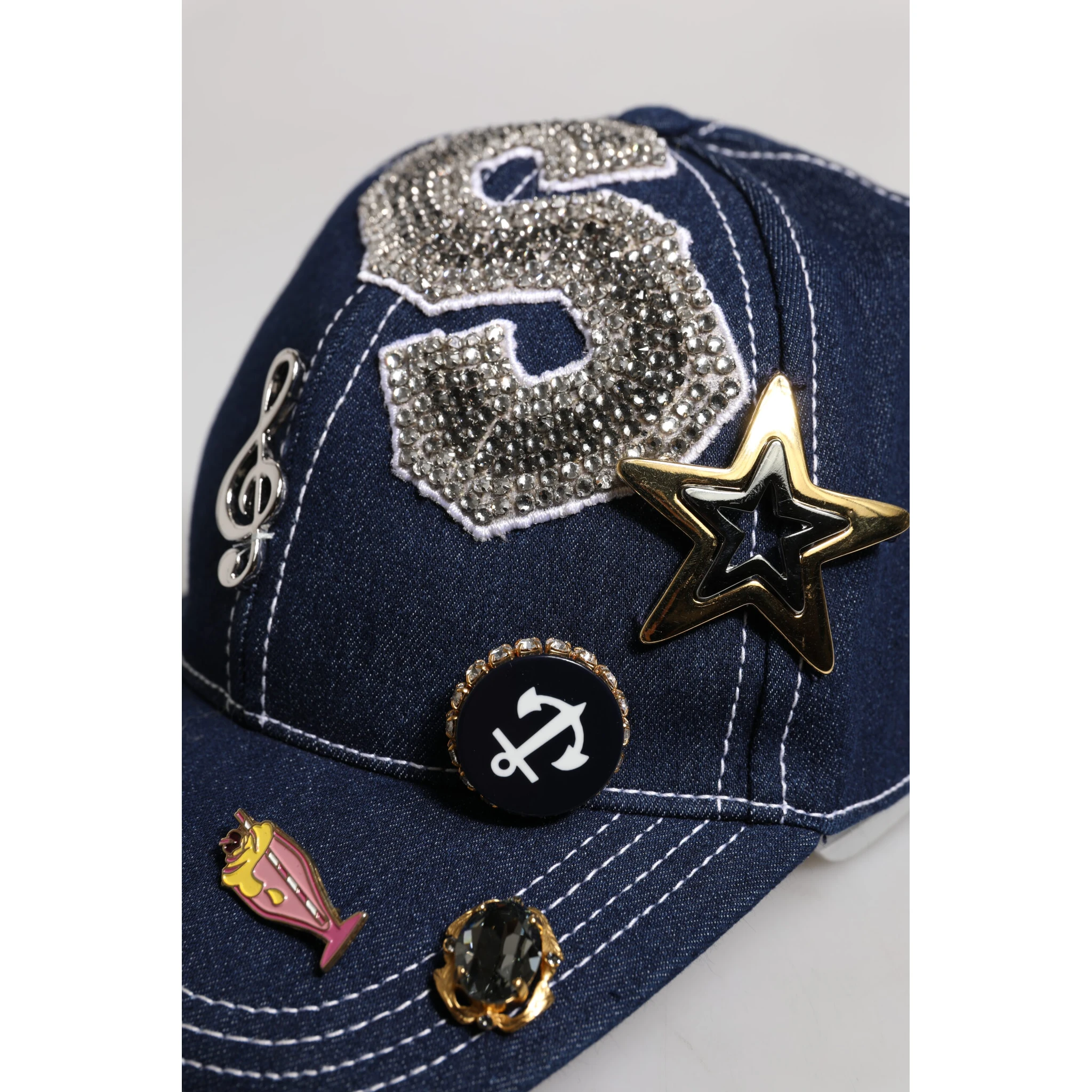 Blue Crystal Embellishment Baseball Cap