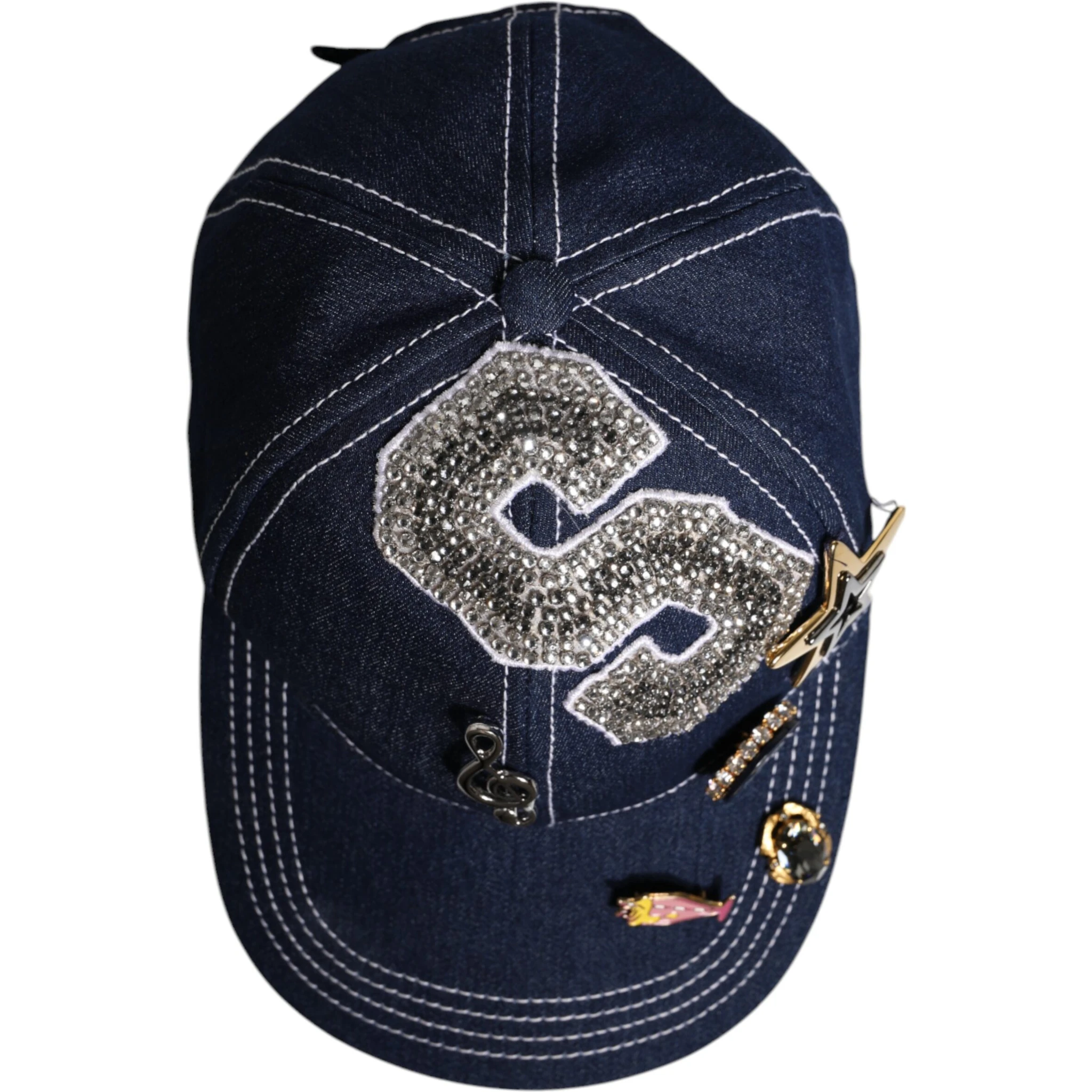 Blue Crystal Embellishment Baseball Cap