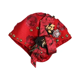Red Crystal Gold Roses Brooch Embellished Hat