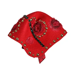Red Crystal Gold Roses Brooch Embellished Hat