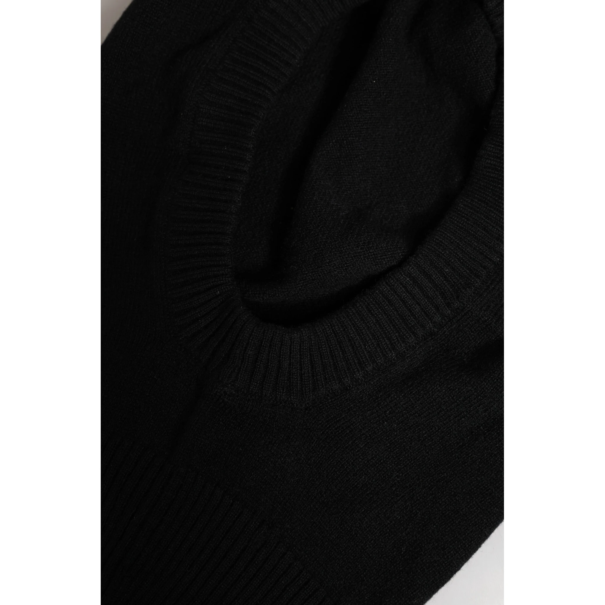 Black Cashmere Knitted Ski Mask Balaclava Hat