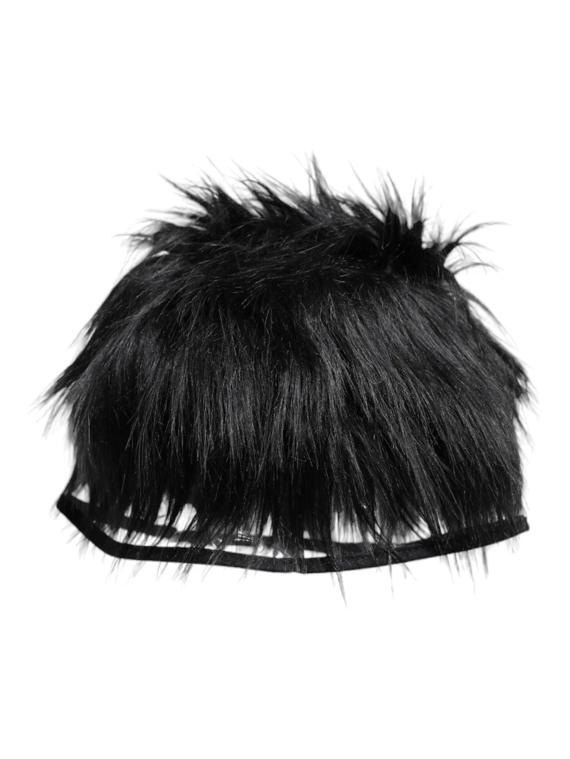 Black Faux Fur Bucket Hat