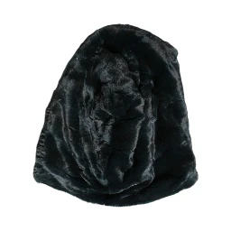 Black Weasel Fur Womens Beanie Hat