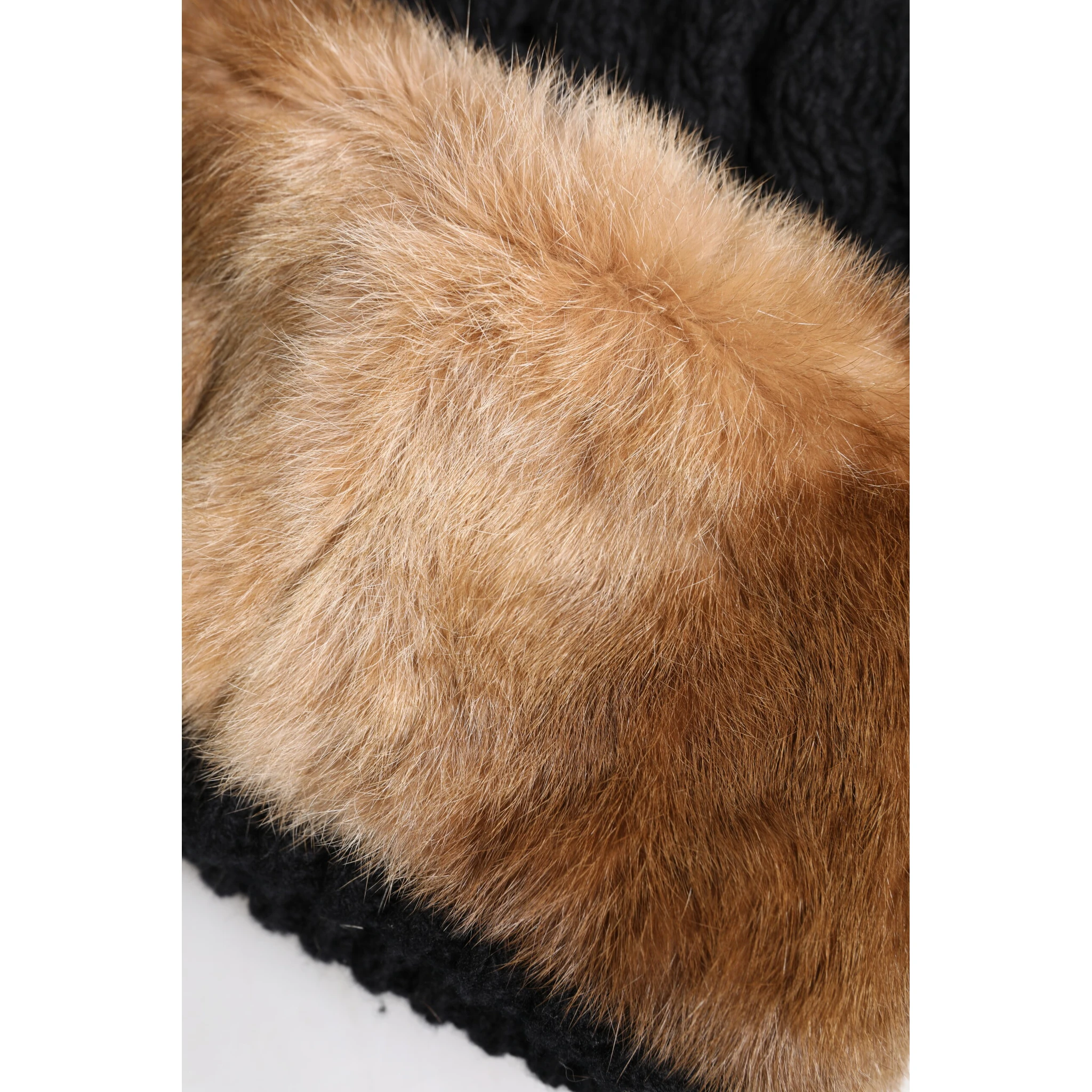 Black Brown Dyed Rabbit Real Fur Winter Beanie Hat