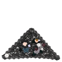 Black Lace Floral Applique Cotton Veil Hat