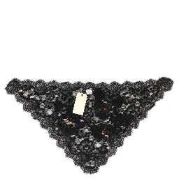 Black Lace Floral Applique Cotton Veil Hat