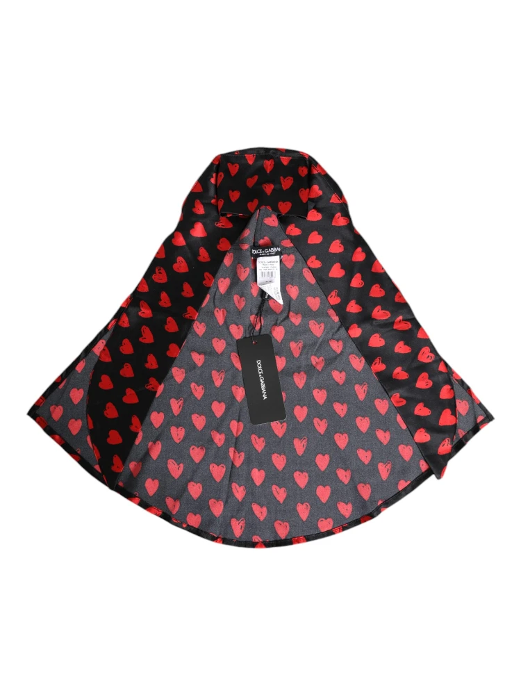 Black Red Hearts Polyester Hat alternative