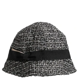 Black Cotton Blend Bucket Hat