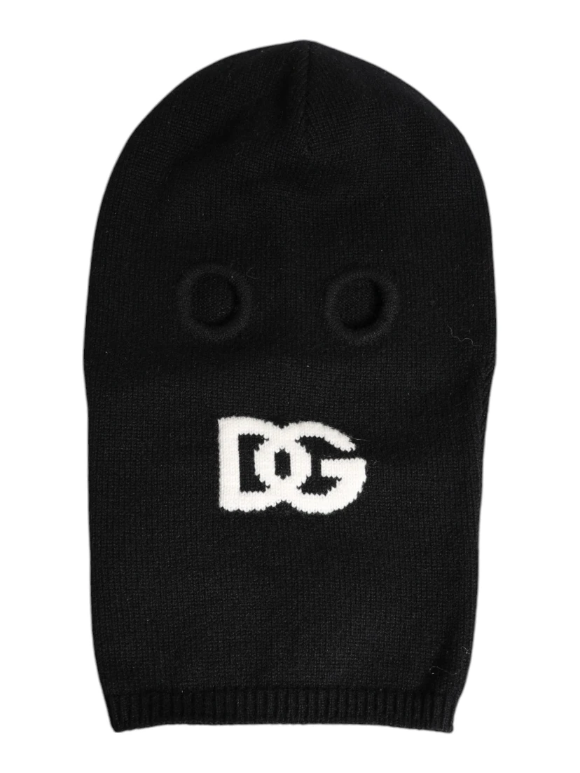 Black Cashmere Knitted Ski Mask Balaclava Hat