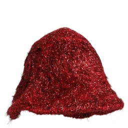 Red Viscose Tinsel Wide Brim Bucket Hat