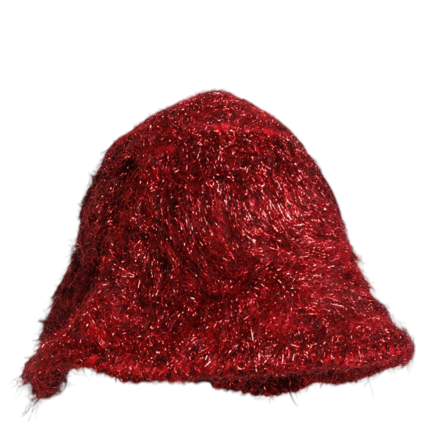 Red Viscose Tinsel Wide Brim Bucket Hat