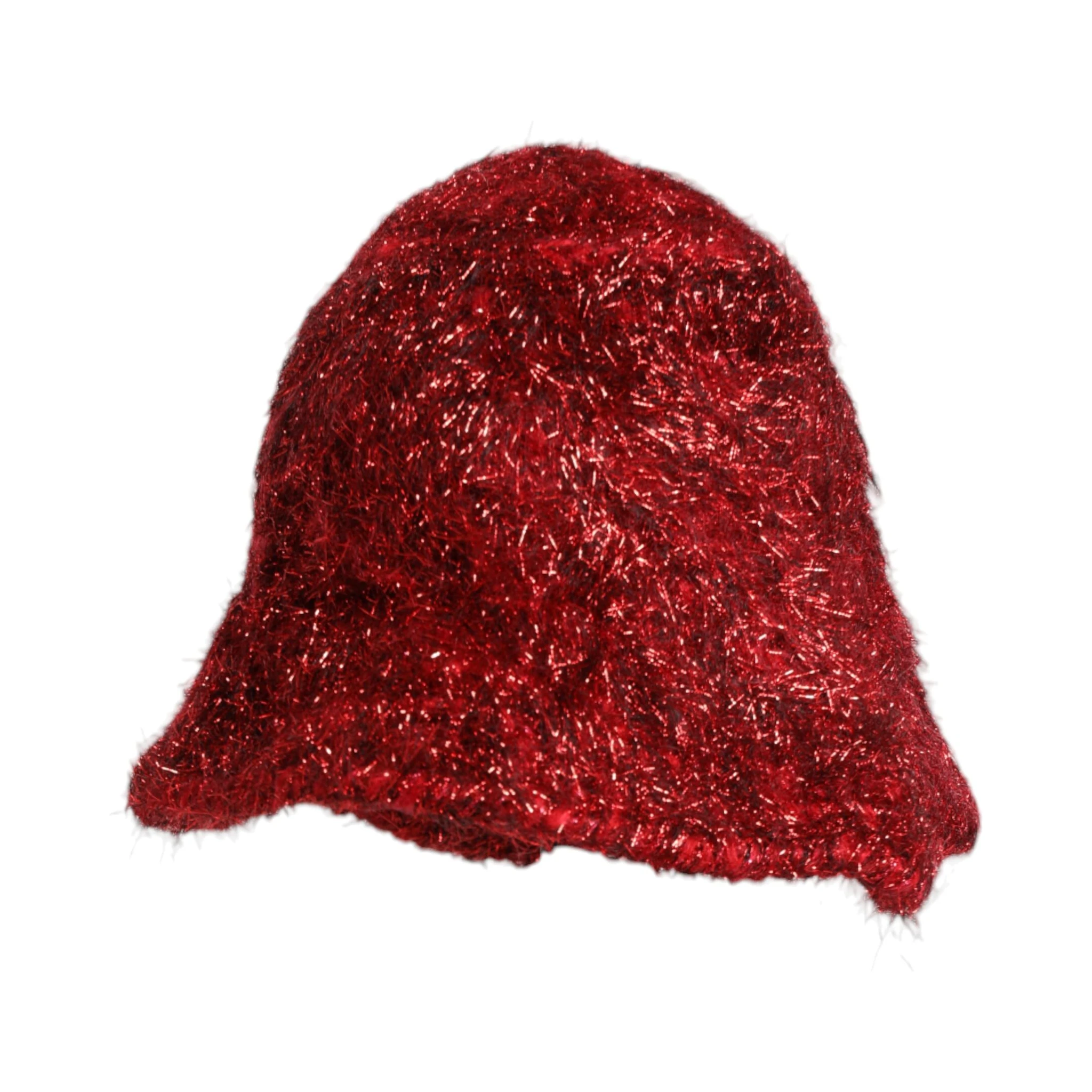 Red Viscose Tinsel Wide Brim Bucket Hat